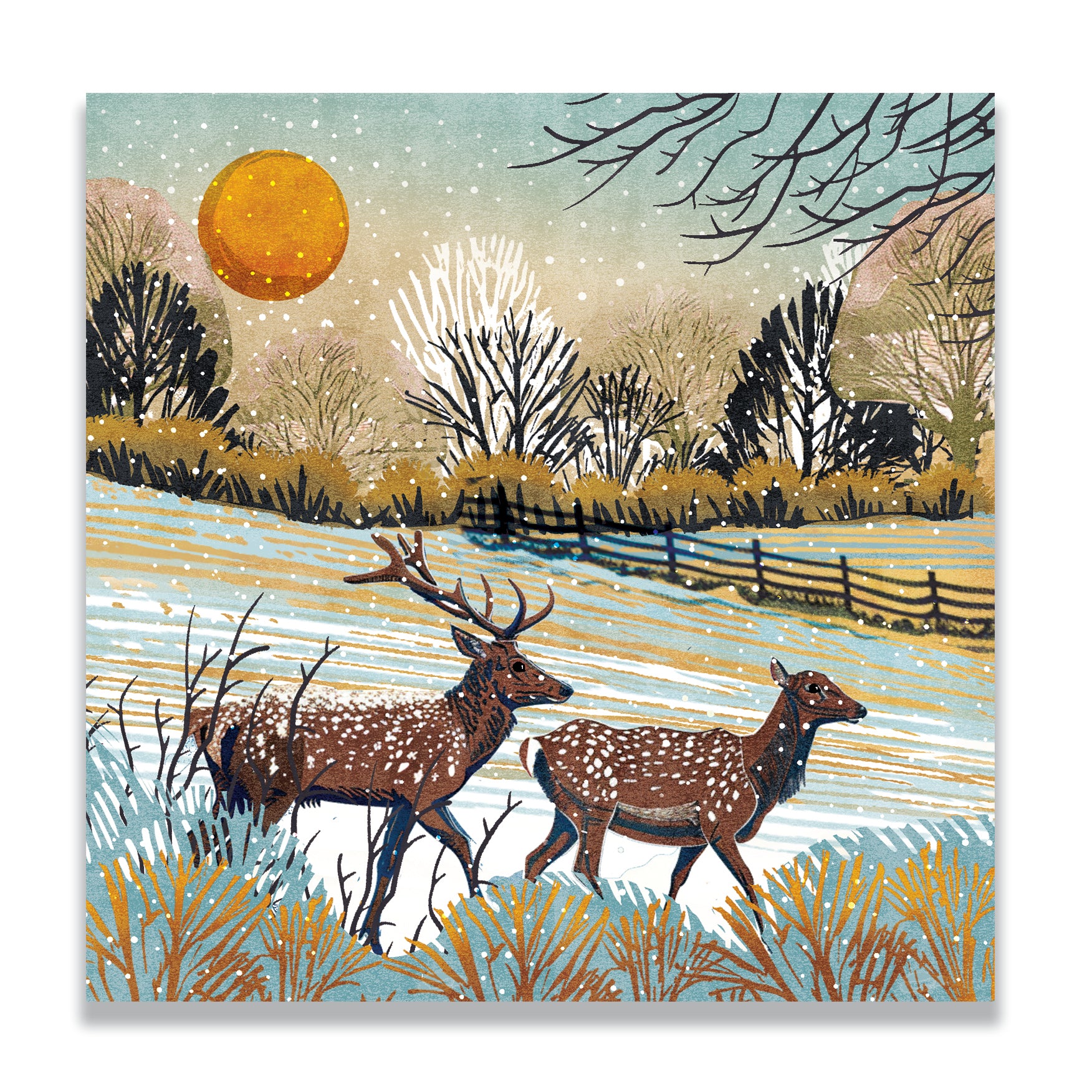 Deer in winter | Pack of 10 charity Christmas cards with envelopes
