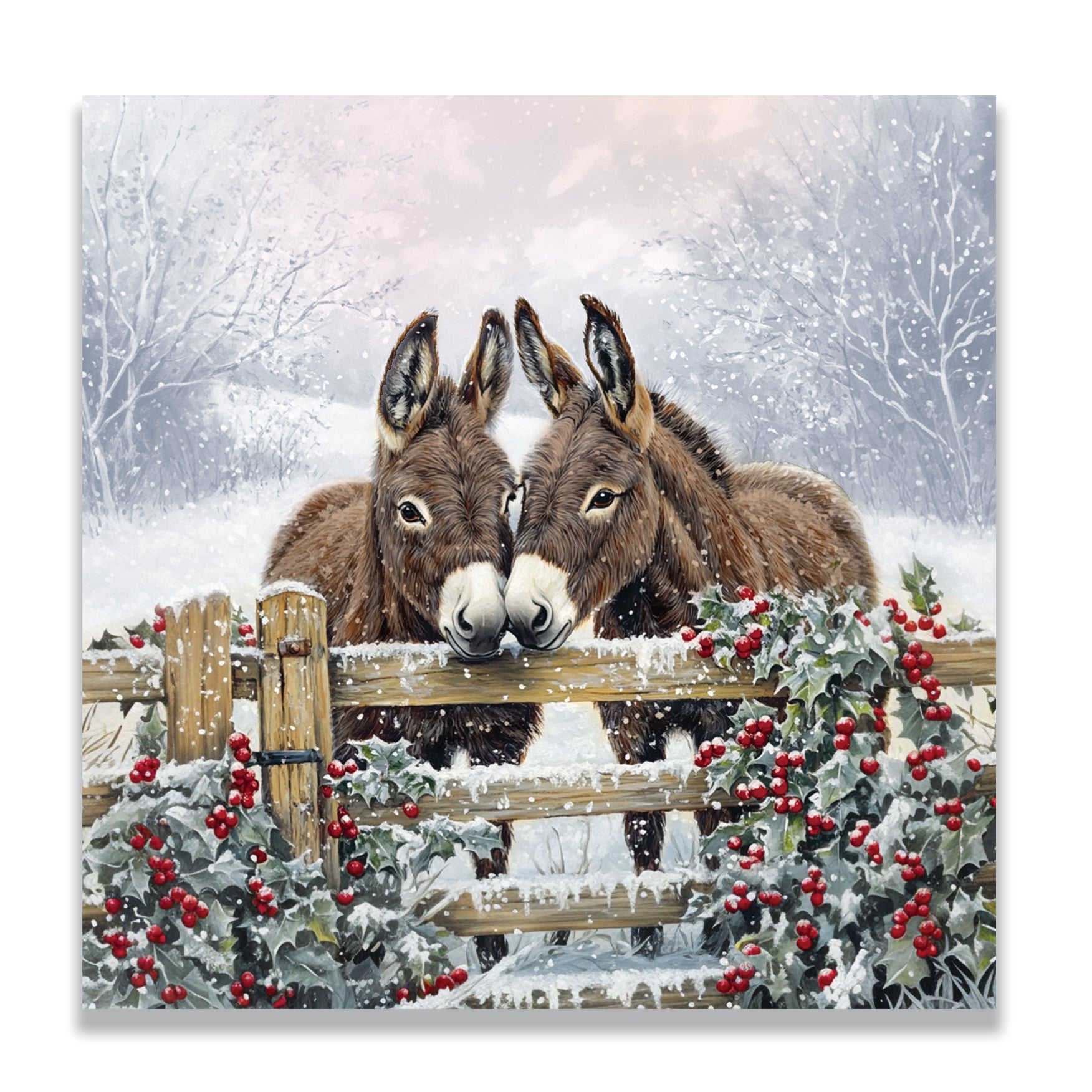 Donkeys in Snow | Pack of 10 charity Christmas cards with envelopes