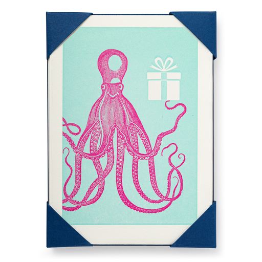 Octopus- 5 pack Letterpress Happy Birthday Cards-  Archivist