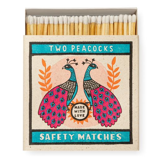 Two Peacocks Match Box- 100 Long Matches- Archivist