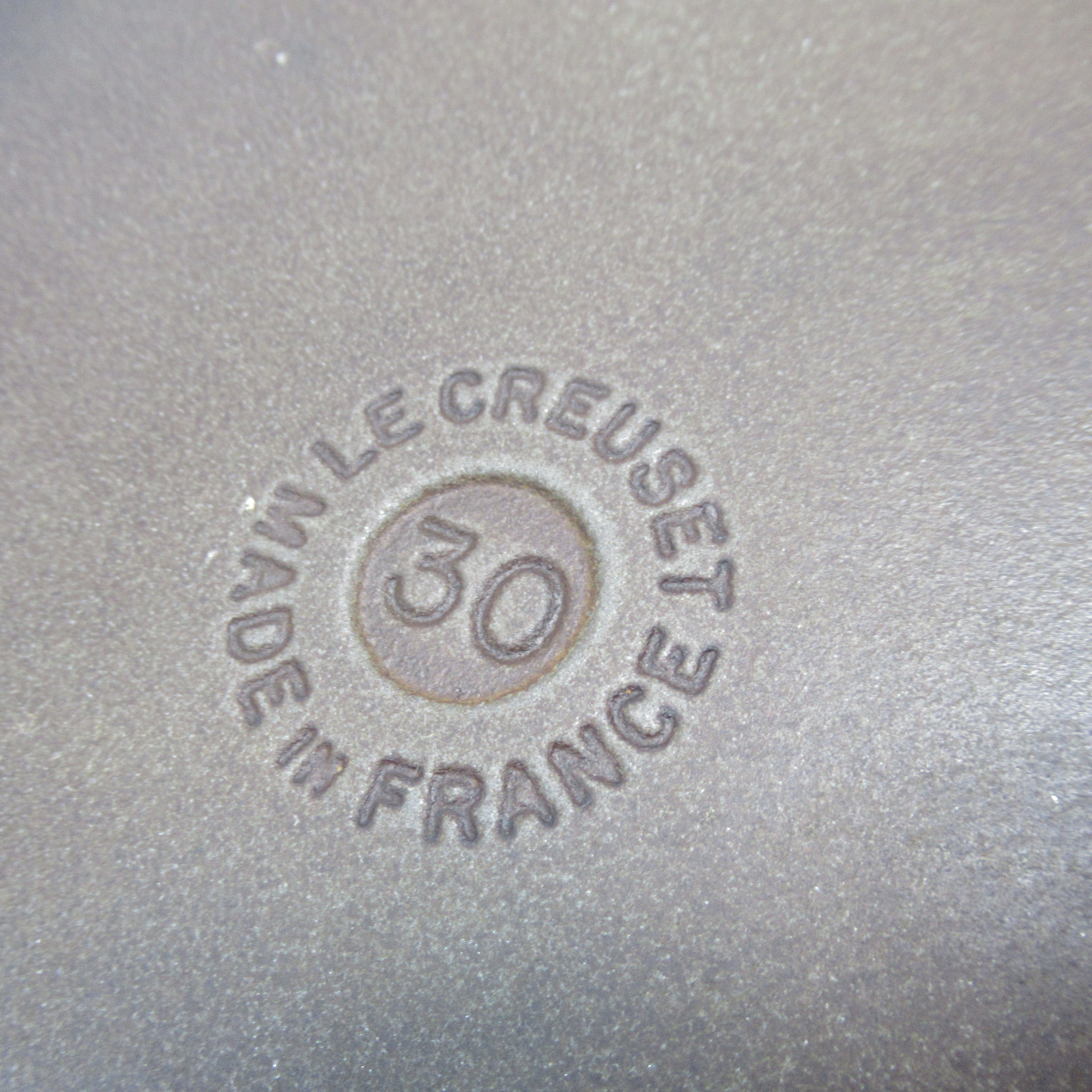 Close up brand image of Le Creuset #30 Cast Iron Braiser Pan Lidded Blue France