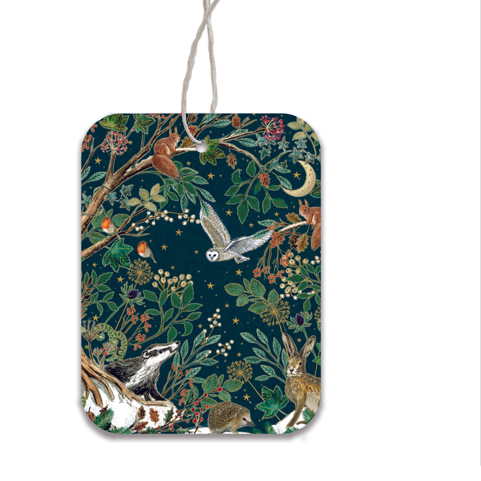 Woodland design set of gift wrap sheets and tags