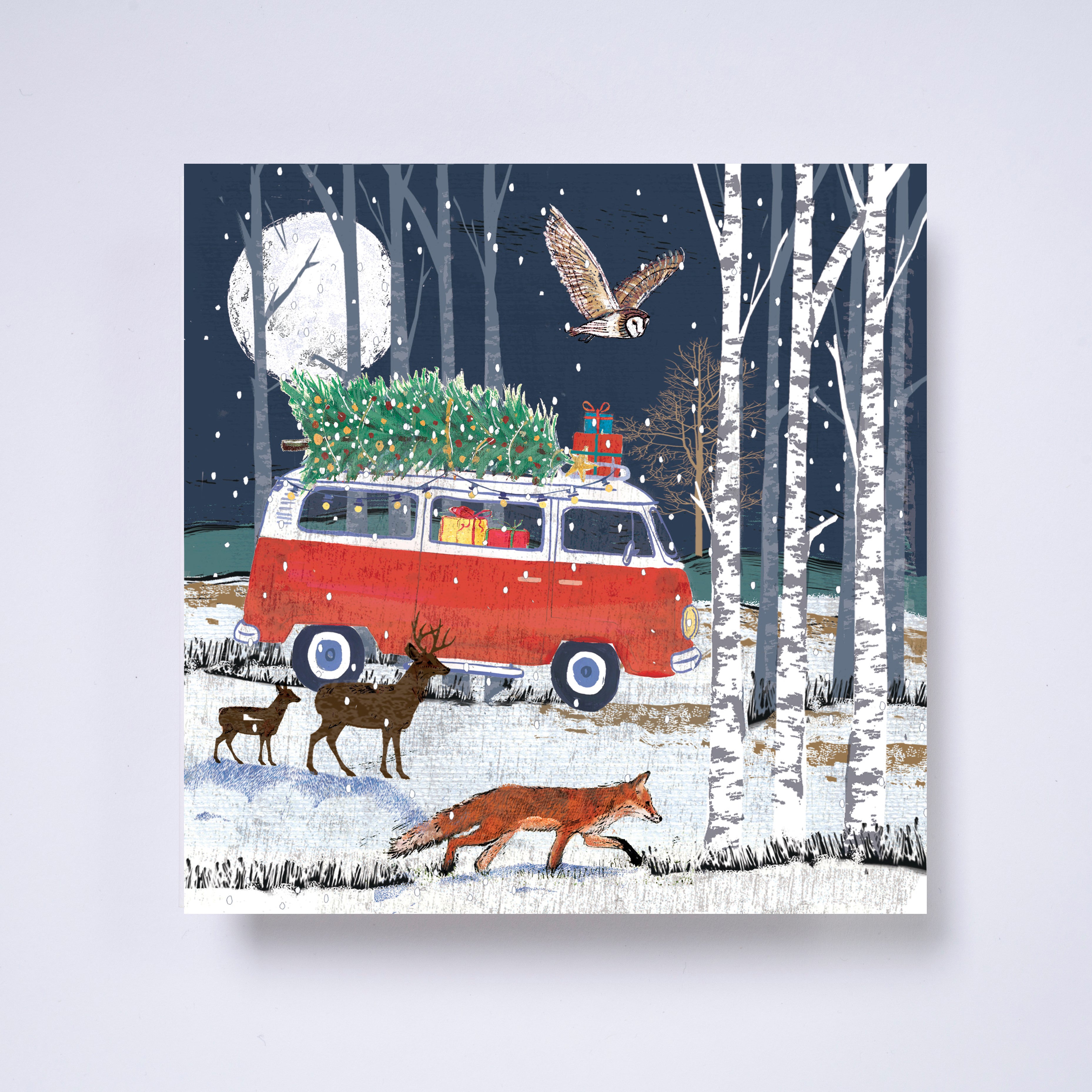 Woodland campers - pack of 10 charity Christmas cards with envelopes