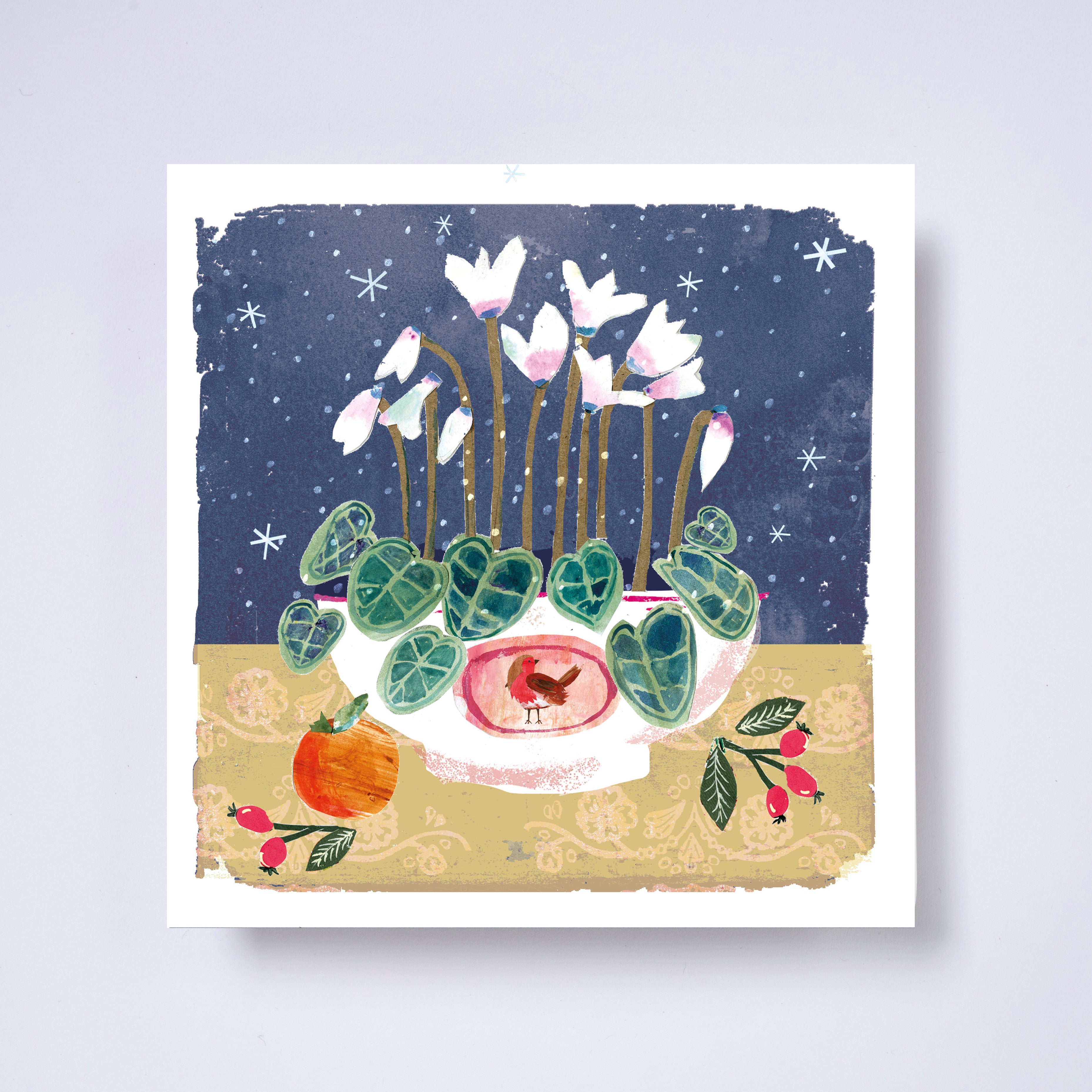 Cyclamen in a bowl - pack of 10 charity Christmas cards with envelopes