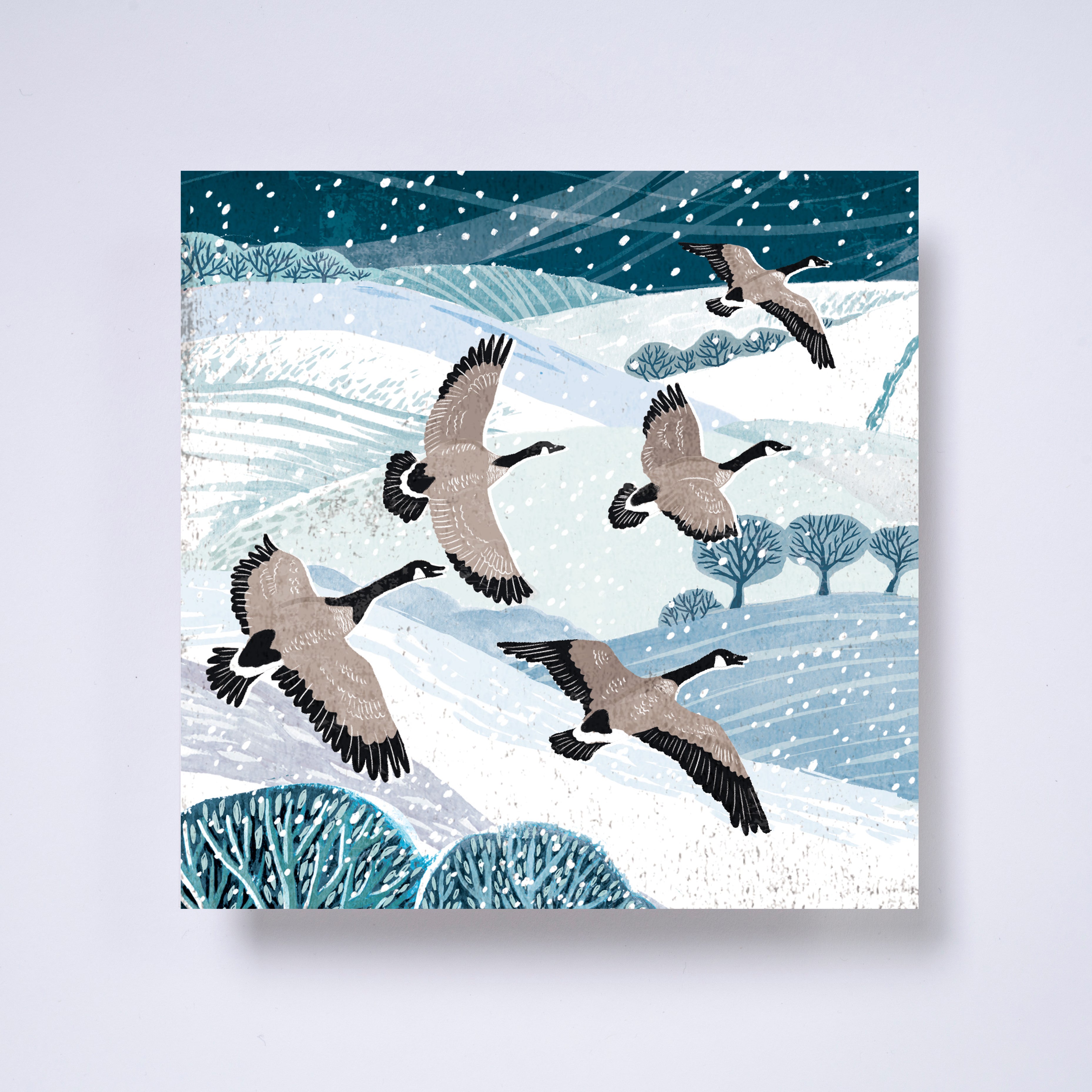 Flying geese - pack of 10 charity Christmas cards with envelopes