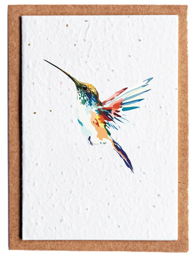 Hummingbird Recycled Plantable Seed Greetings Card- 5 pack