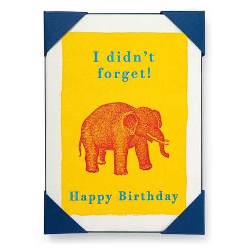 Forgetful Elephant- 5 pack Letterpress Happy Birthday Cards-  Archivist