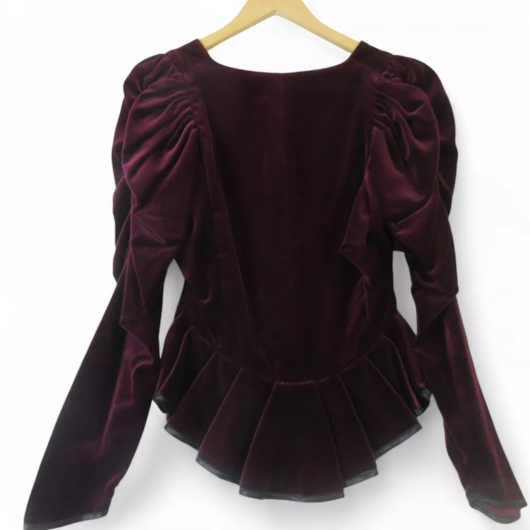 top back image for Caroline Harris Medium Plum Velvet Outfit Vintage Womenswear | Preloved