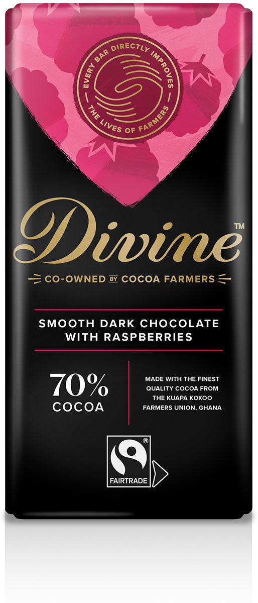 Divine Vegan Smooth Dark with Raspberry Chocolate Bar