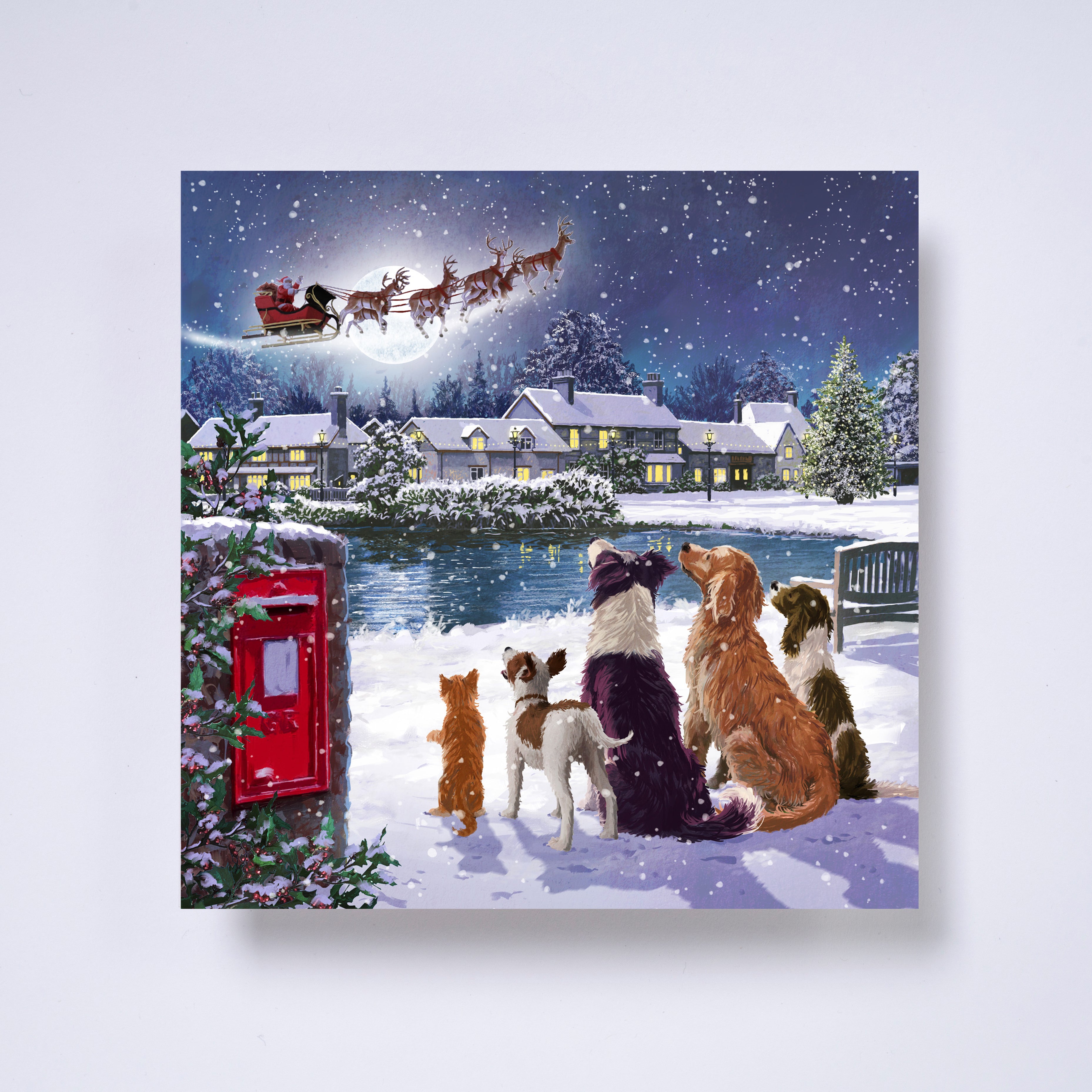 Waiting for Santa - Welsh/English bilingual - pack of 10 charity Christmas cards with envelopes