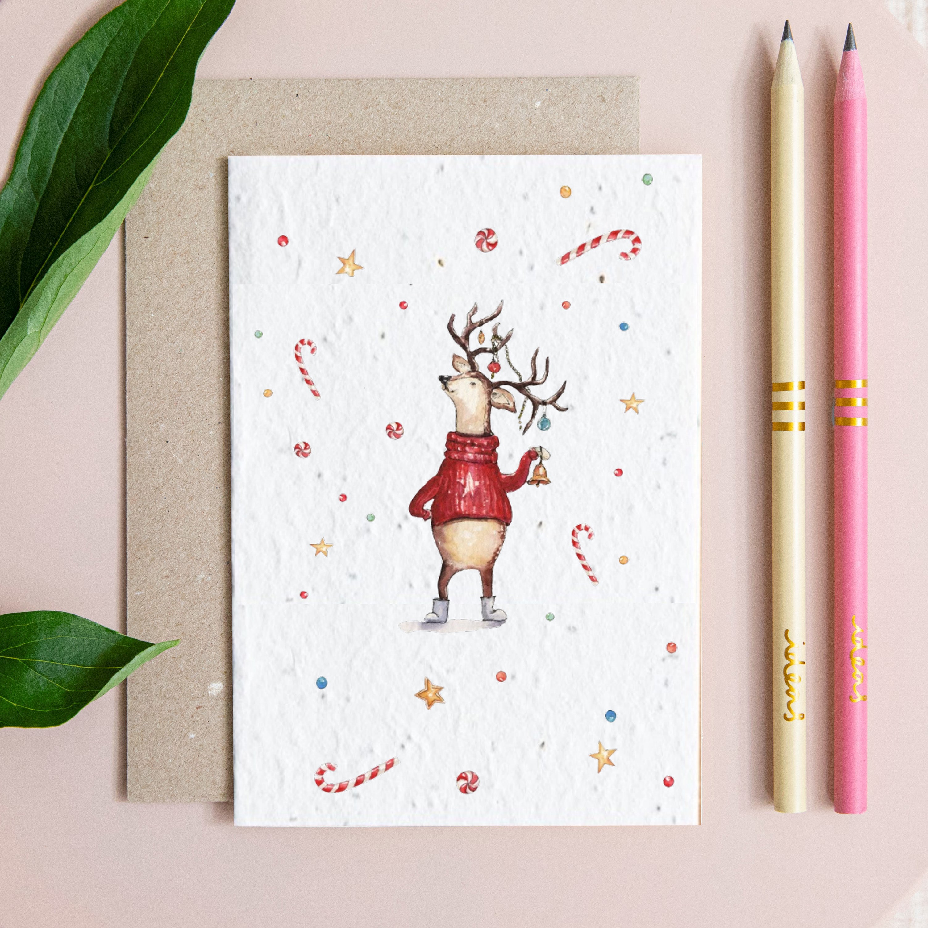 Reindeer Recycled Plantable Seed Christmas Card