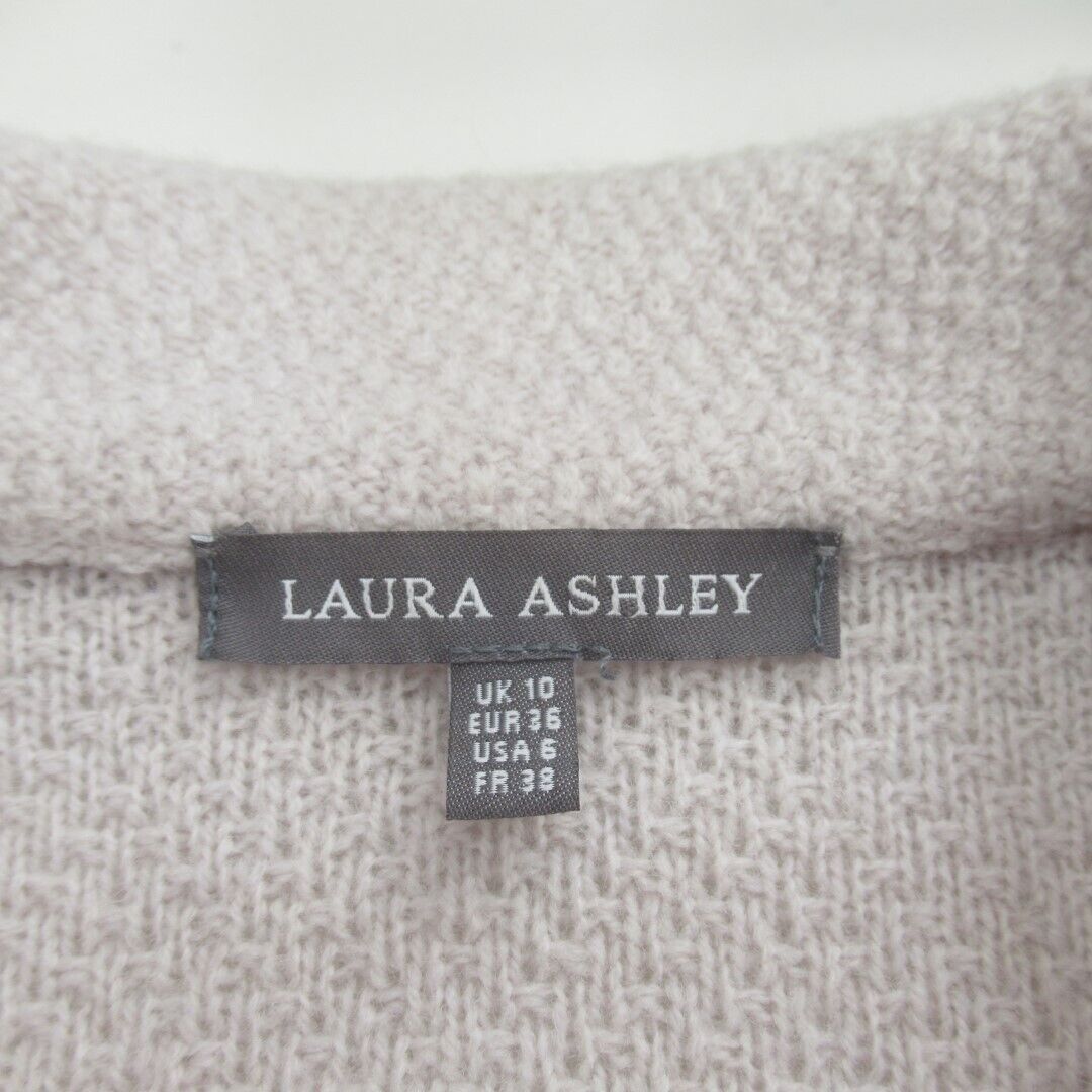 Laura Ashley 100% Lambswool Jacket Cardigan Ladies UK 10 Oatmeal Cream Pockets