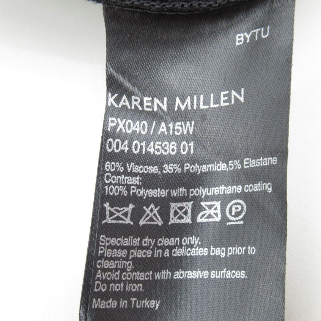 Karen Millen Leggings Pants Ladies UK 10 Black PVC Detail Skinny Party Evening