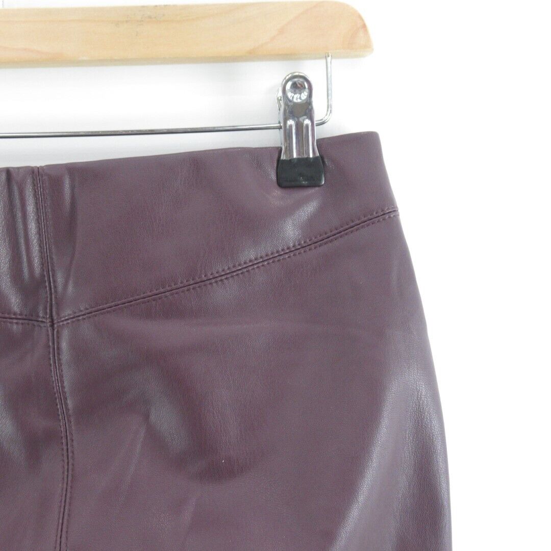 Biba House Of Fraser Faux Leather Trousers Ladies UK 10 Burgundy Inside Leg 27"