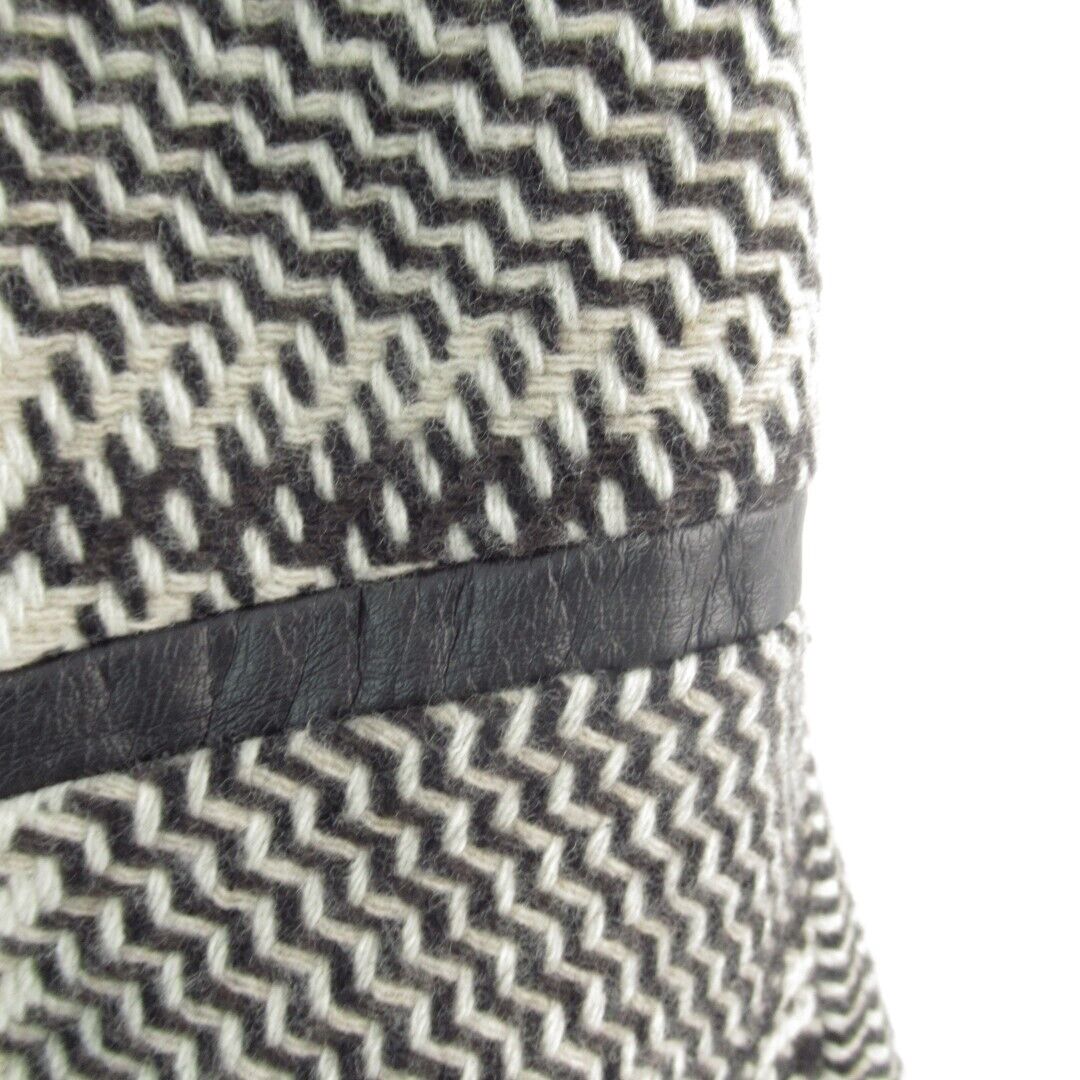 Karen Millen Skirt UK 16 Dog Tooth Black White Checked Short Knit Smart Flared