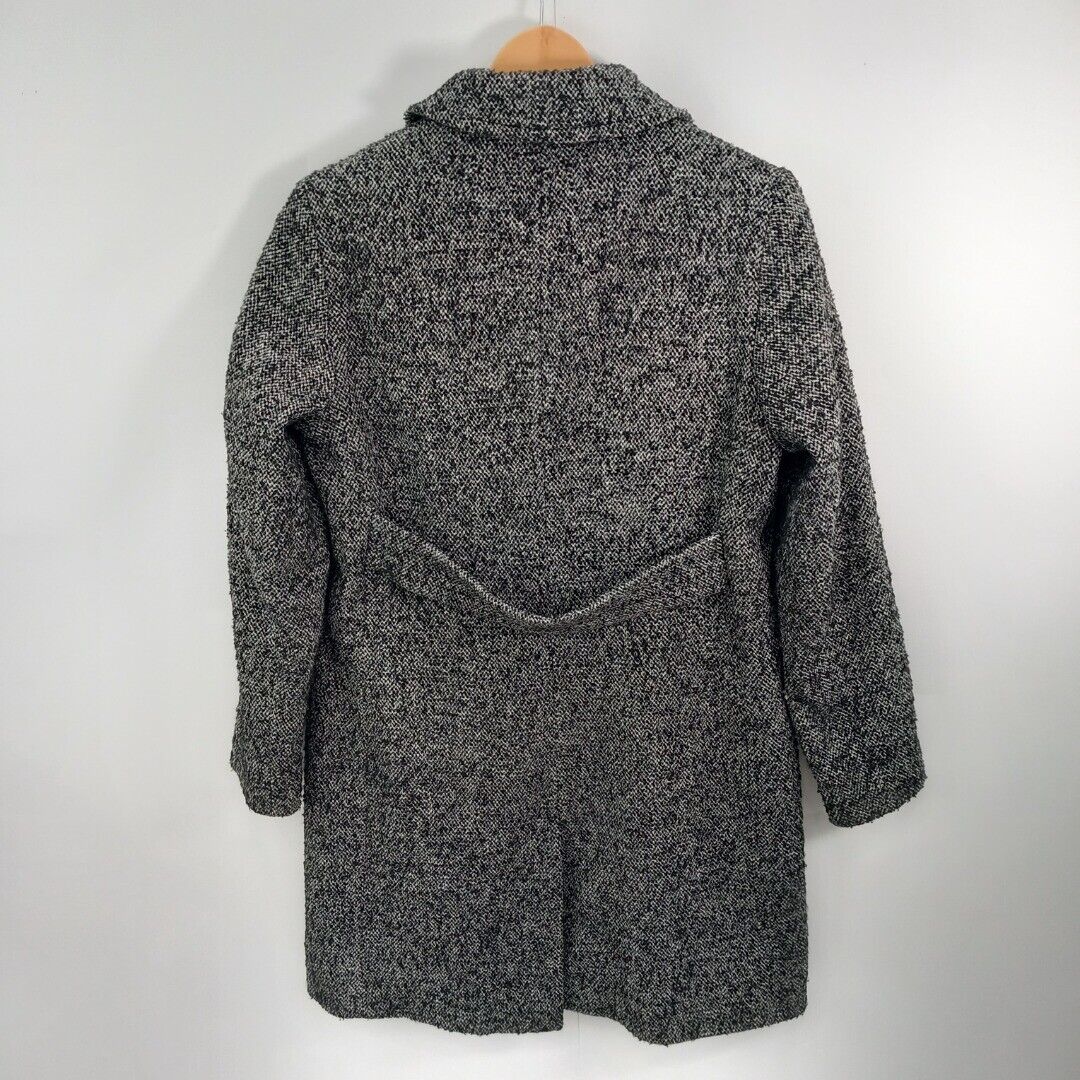 Laura Ashley UK12 Grey Woven Mix Button-Up Collared Coat Vintage Jacket