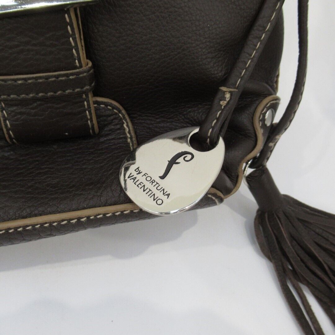 F by Fortuna Valentino Handbag Brown Medium Silver Hardware Bag Shoulder
