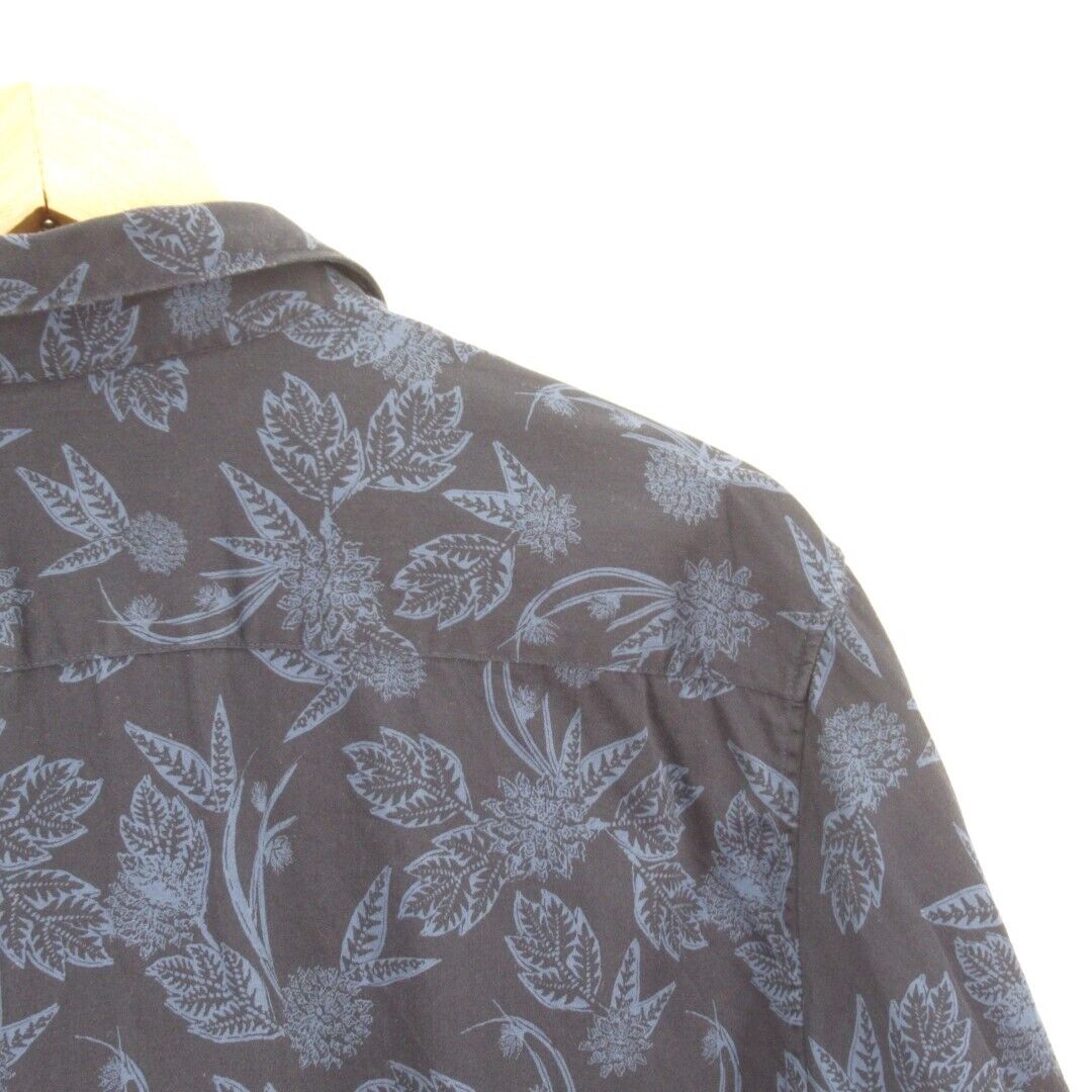 Ted Baker Long Sleeved Shirt Mens XL Blue Flower Pattern Smart 100% Cotton Party