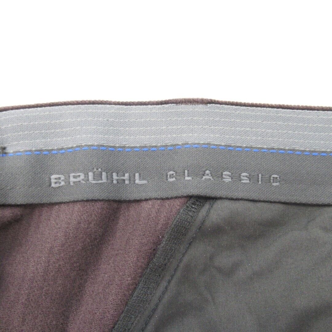 Bruhl Classic Corduroy Trousers Mens 40R Brown Straight Leg Pleated Casual