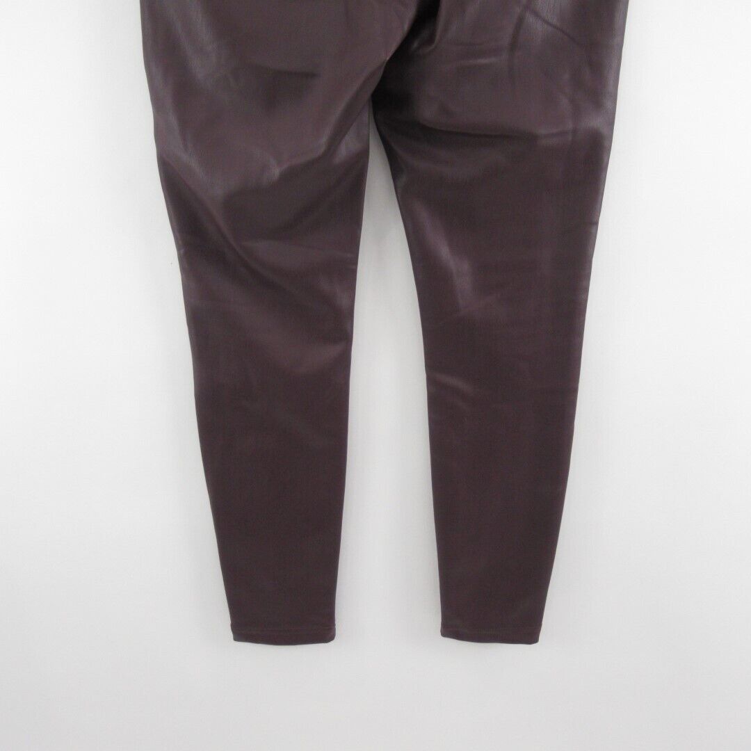 Biba House Of Fraser Faux Leather Trousers Ladies UK 10 Burgundy Inside Leg 27"