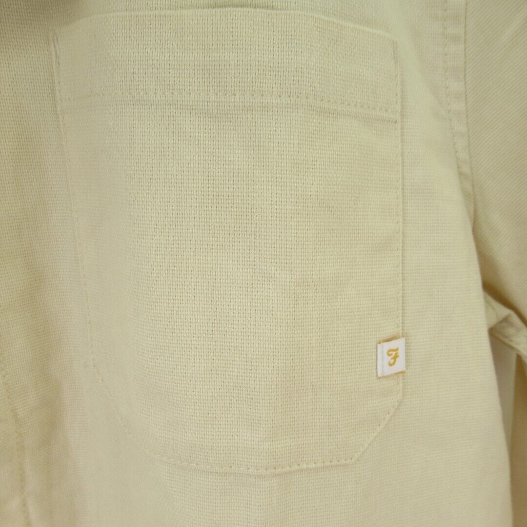 Farah Overshirt UK Small Men's Leckie Plain Long Sleeve Organic Cotton Tags