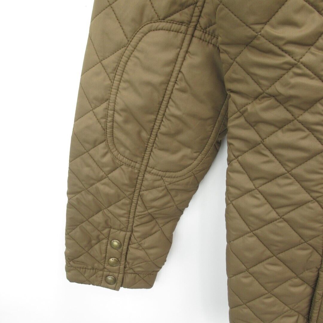 Aigle Quilted Jacket Coat Ladies UK 14 Brown Designer Country Zip Pockets
