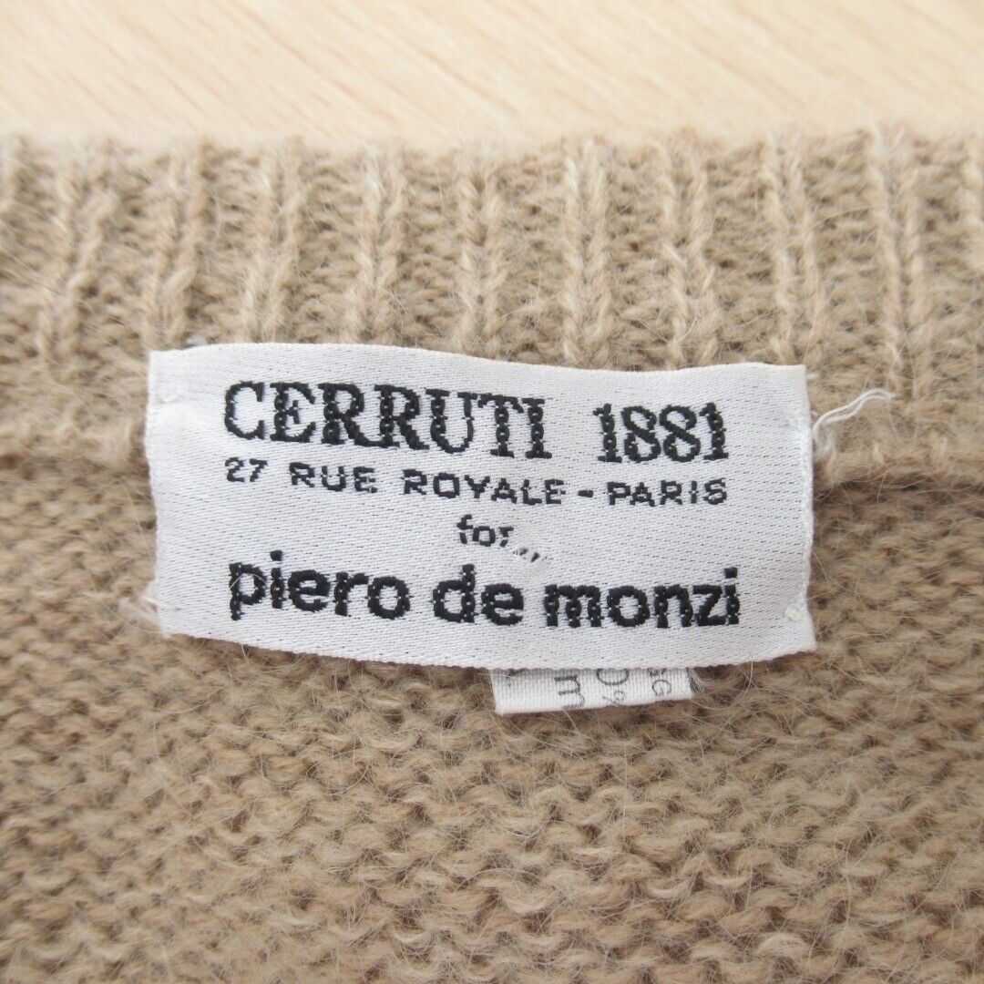 Cerruti 1881 Cable Knit Jumper Ladies UK 16 Camel Designer V Neck Wool Blend