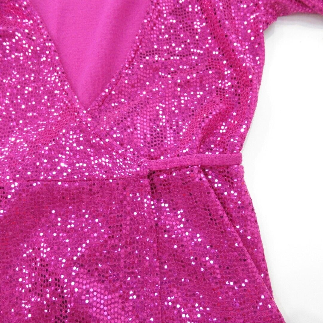 Flounce London Petite Wrap Sequin Maxi Dress Ladies UK 4 Fuschia Pink Party