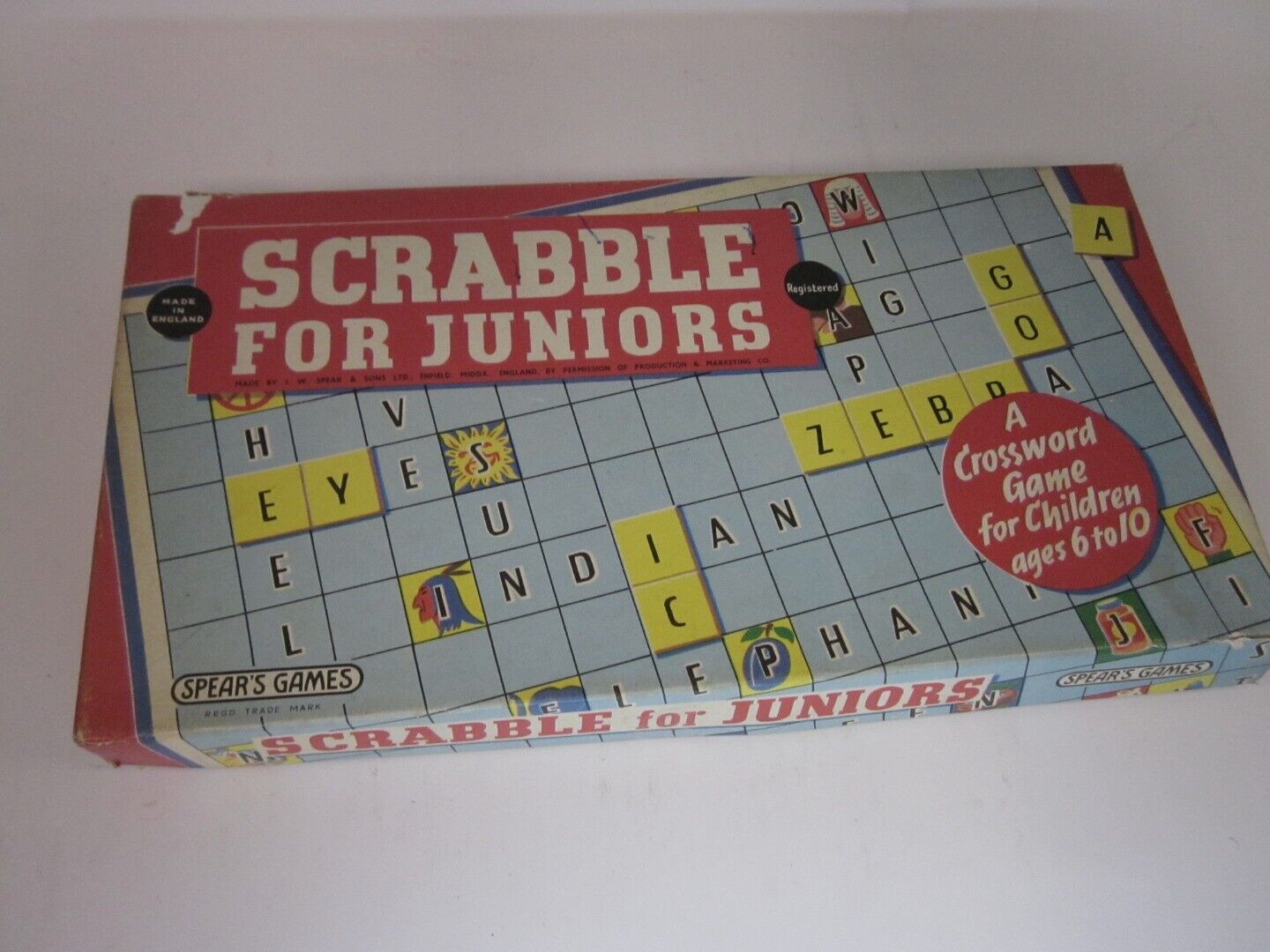 Vintage Scrabble For Juniors Board Game By Spears 1958 Complete Set