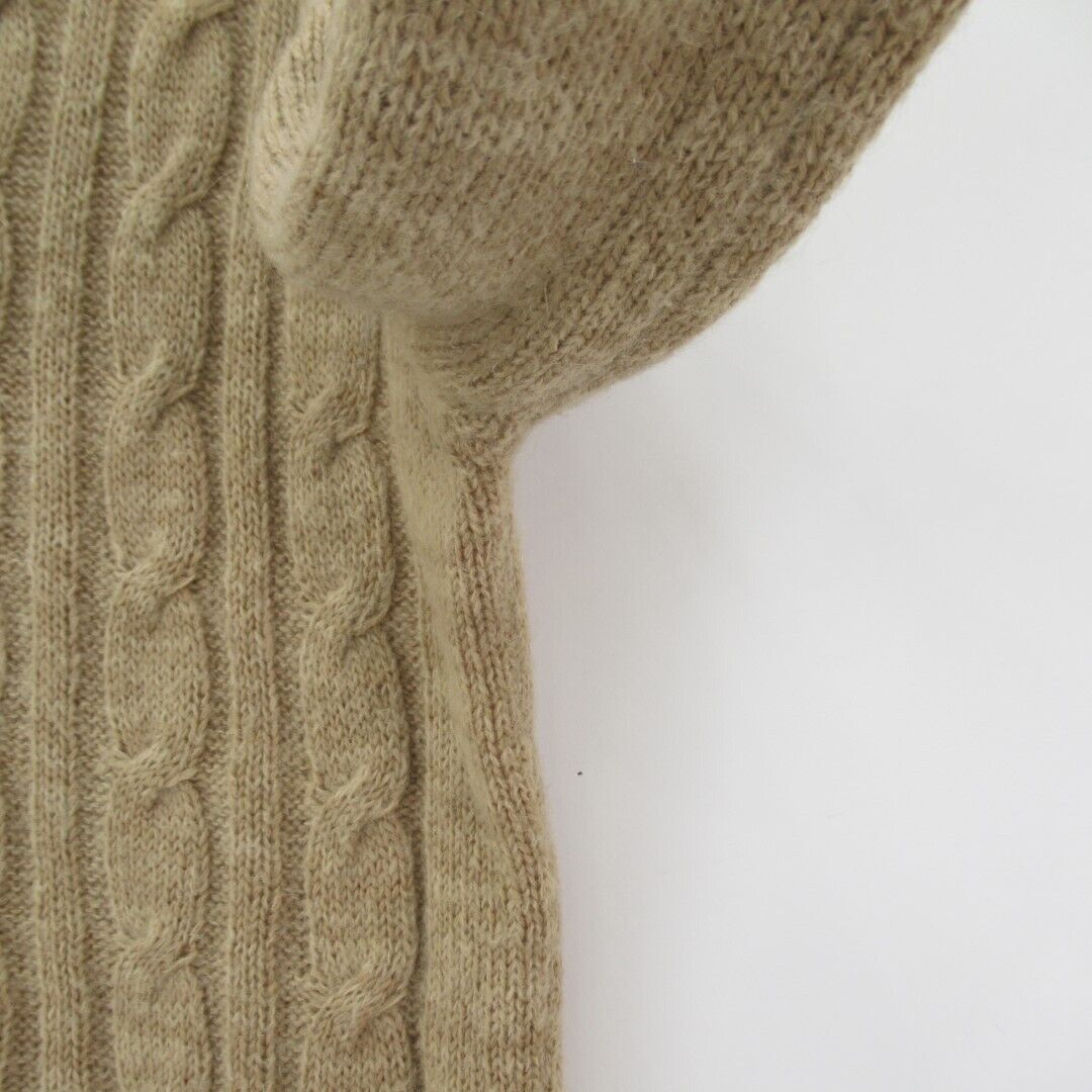 Cerruti 1881 Cable Knit Jumper Ladies UK 16 Camel Designer V Neck Wool Blend