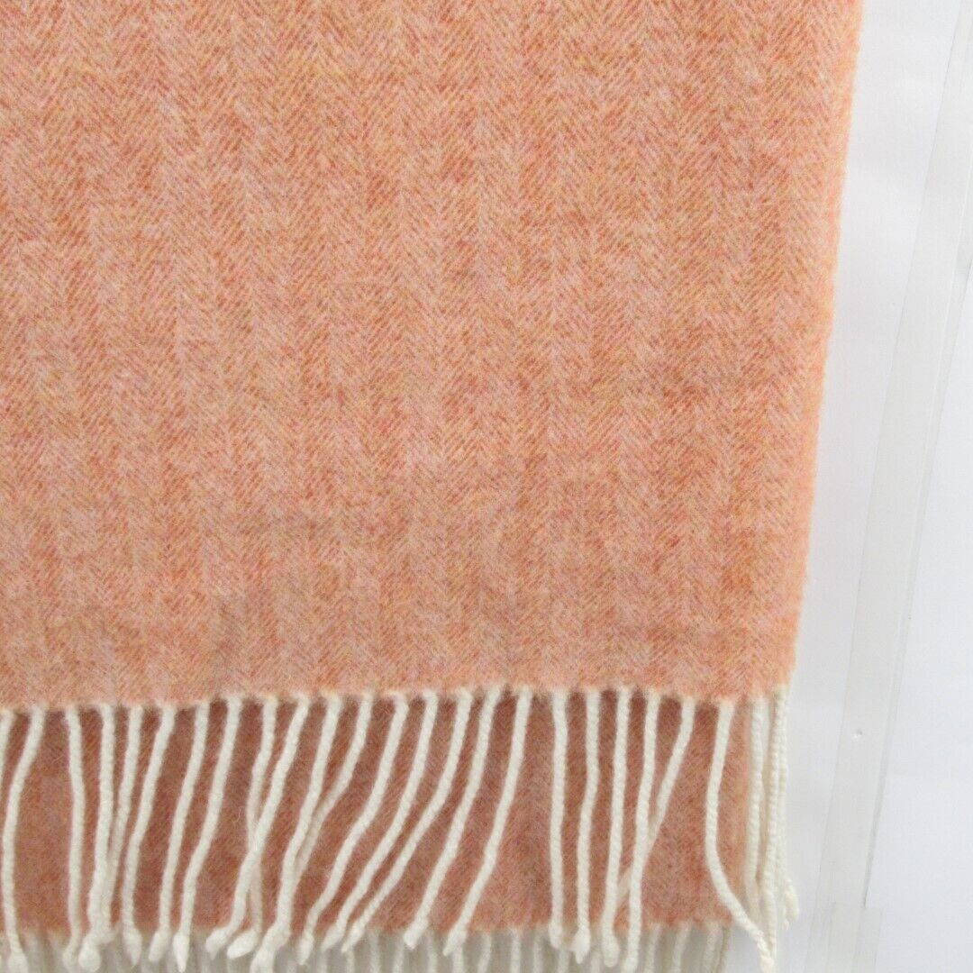 Mantas De Grazalema 100% Wool Throw Blanket Orange 29" x 76" Frill Tassel Spain