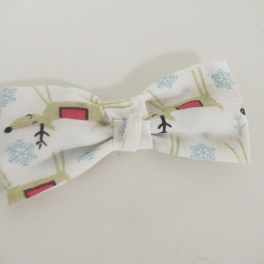 White Reindeer Bow Tie For Dogs 11cm Length Synthetic Cotton Wagytail