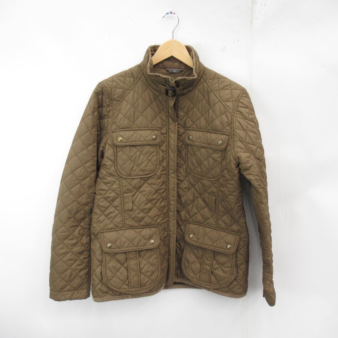 Aigle Quilted Jacket Coat Ladies UK 14 Brown Designer Country Zip Pockets