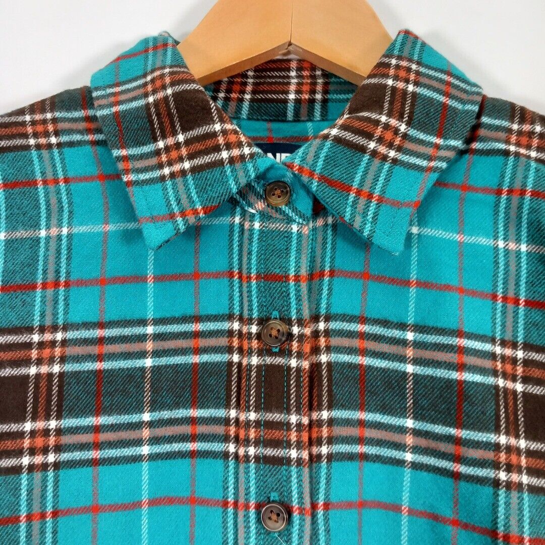 Lands End Small Shirt Button Up Blue Check Collared Long Sleeve Casual Menswear
