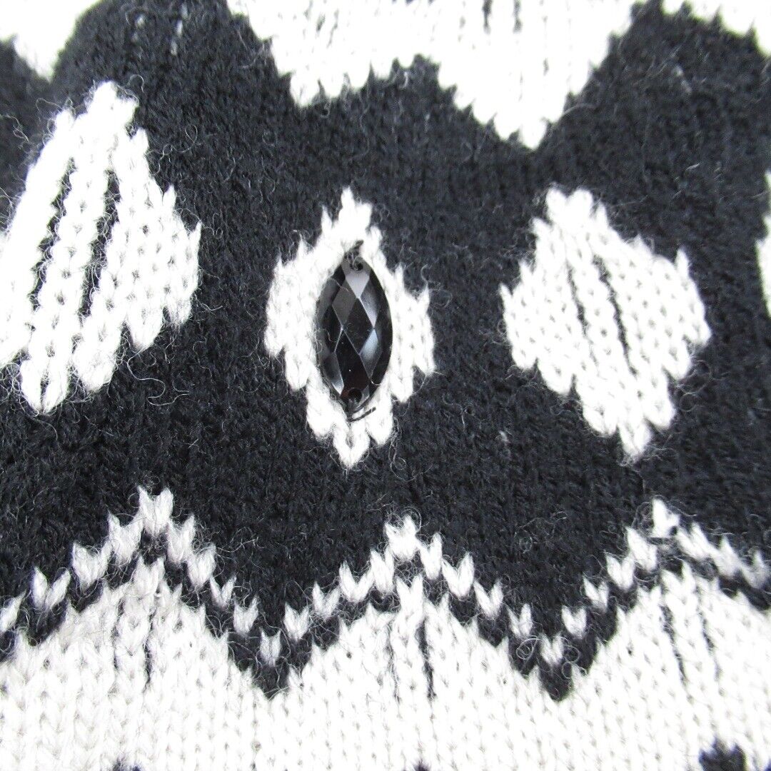 French Connection Jumper UK XS Fairisle Top Sweater Wool Mix Knitted Embellished