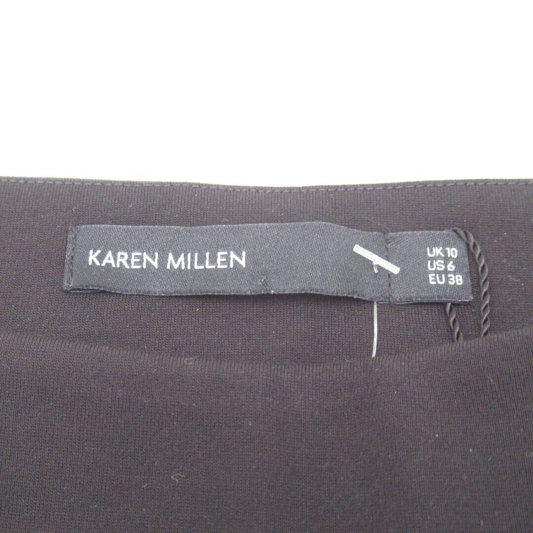 Karen Millen Leggings Pants Ladies UK 10 Black PVC Detail Skinny Party Evening