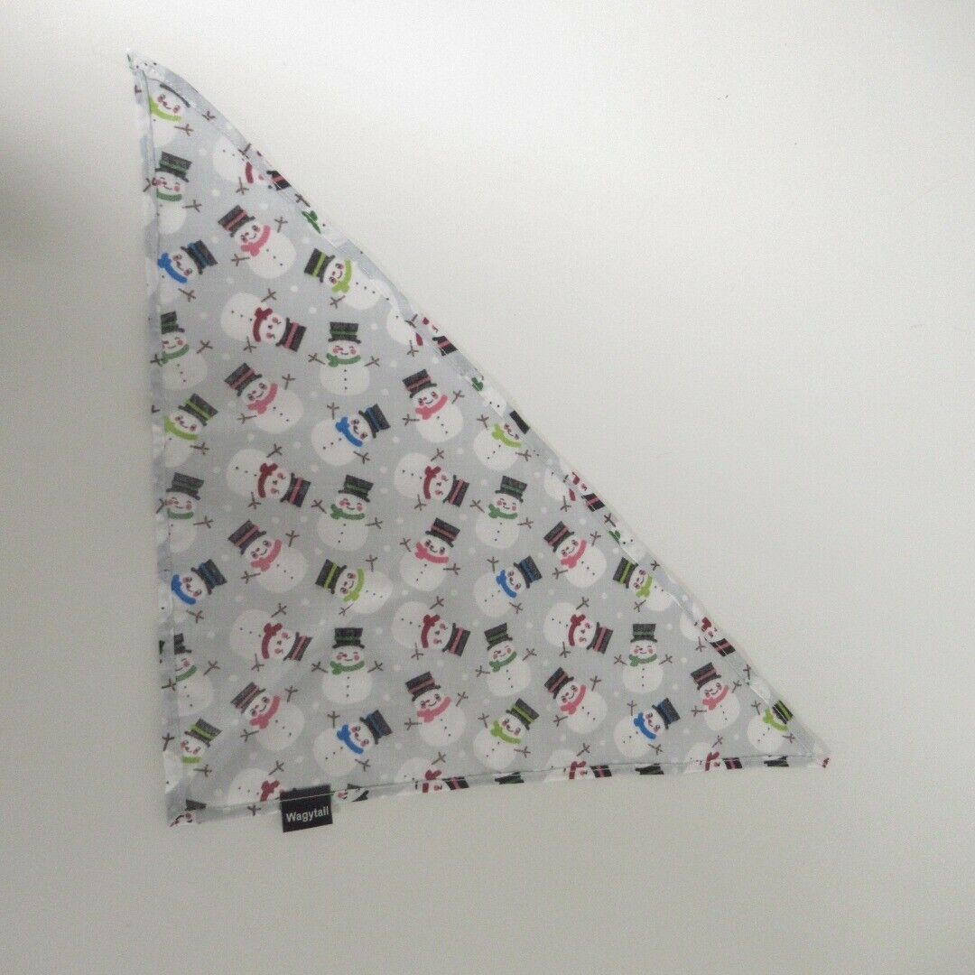 Grey Snowman Bandanna For Dogs 42cm Length Synthetic Cotton Wagytail