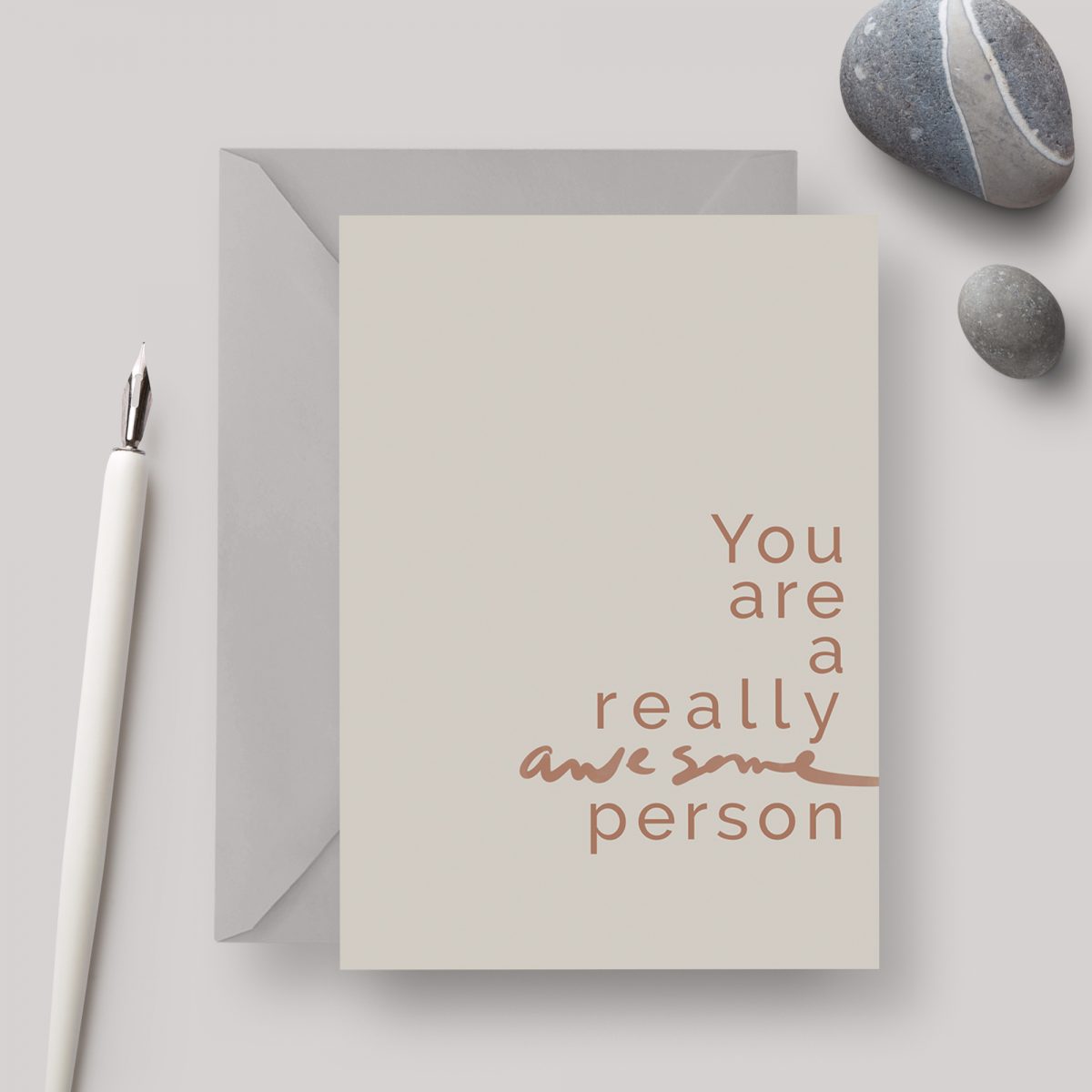 Awesome Person A6 greeting card with grey envelope