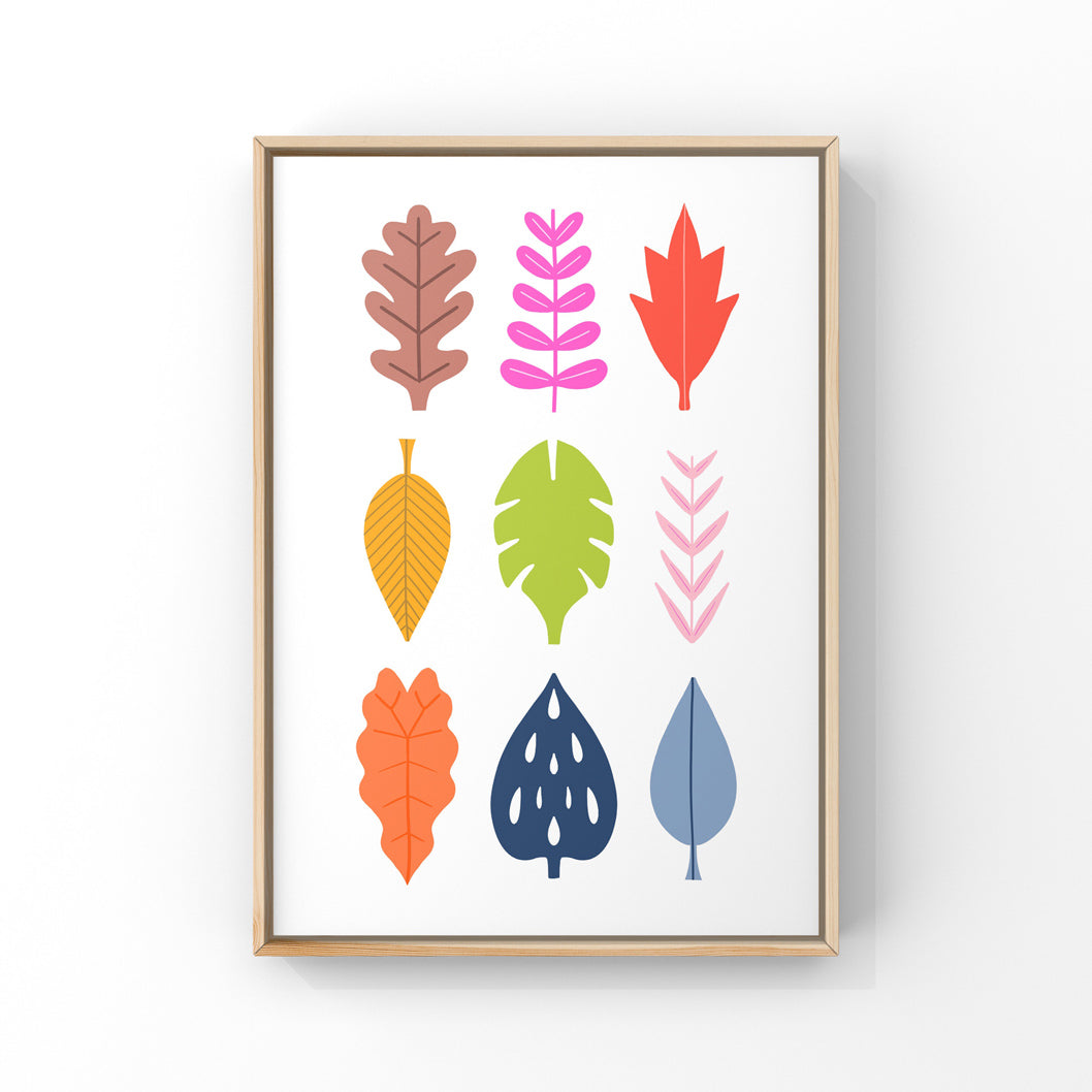 'Multi Leaves' A3 Print