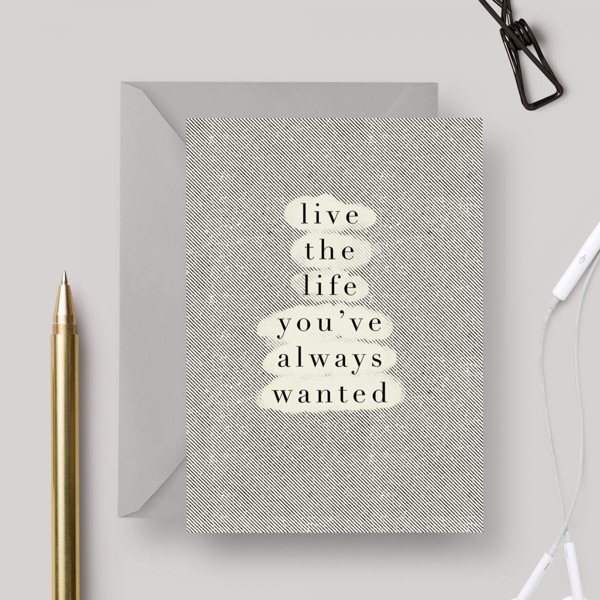 Live Life A6 greeting card with grey envelope