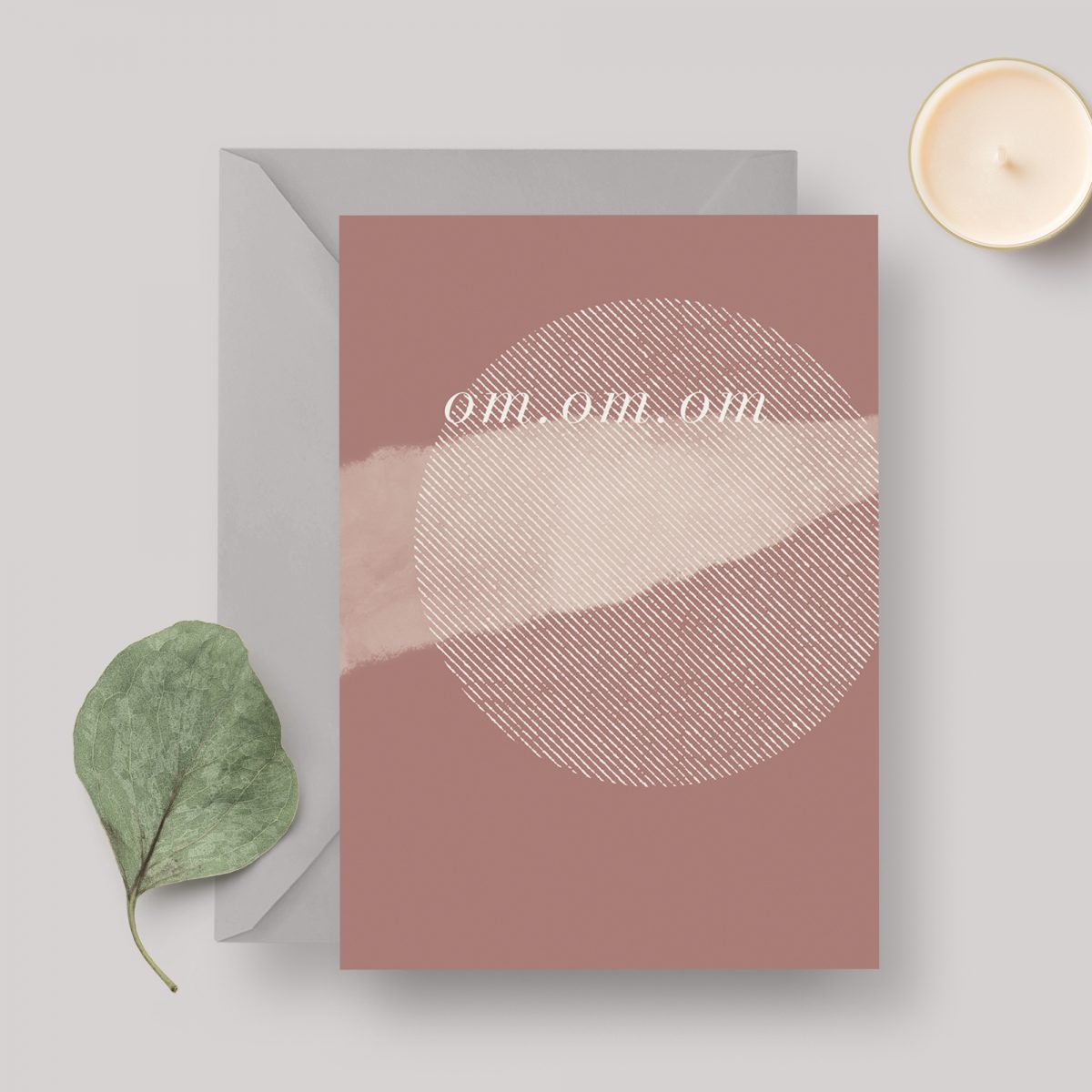 Om A6 greeting card with grey envelope