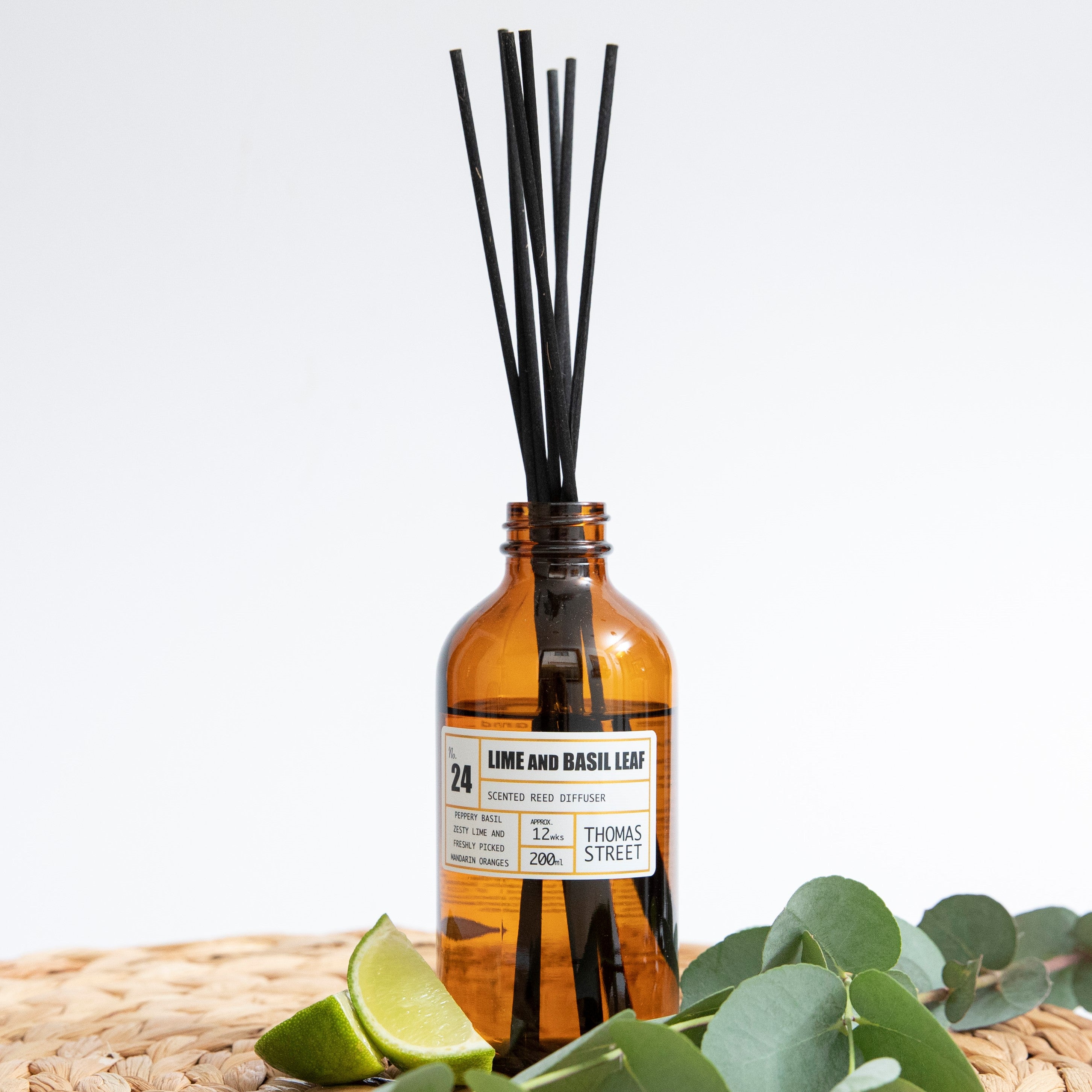 Thomas Street Lime and Basil Leaf Scented Reed 200ml Room Diffuser