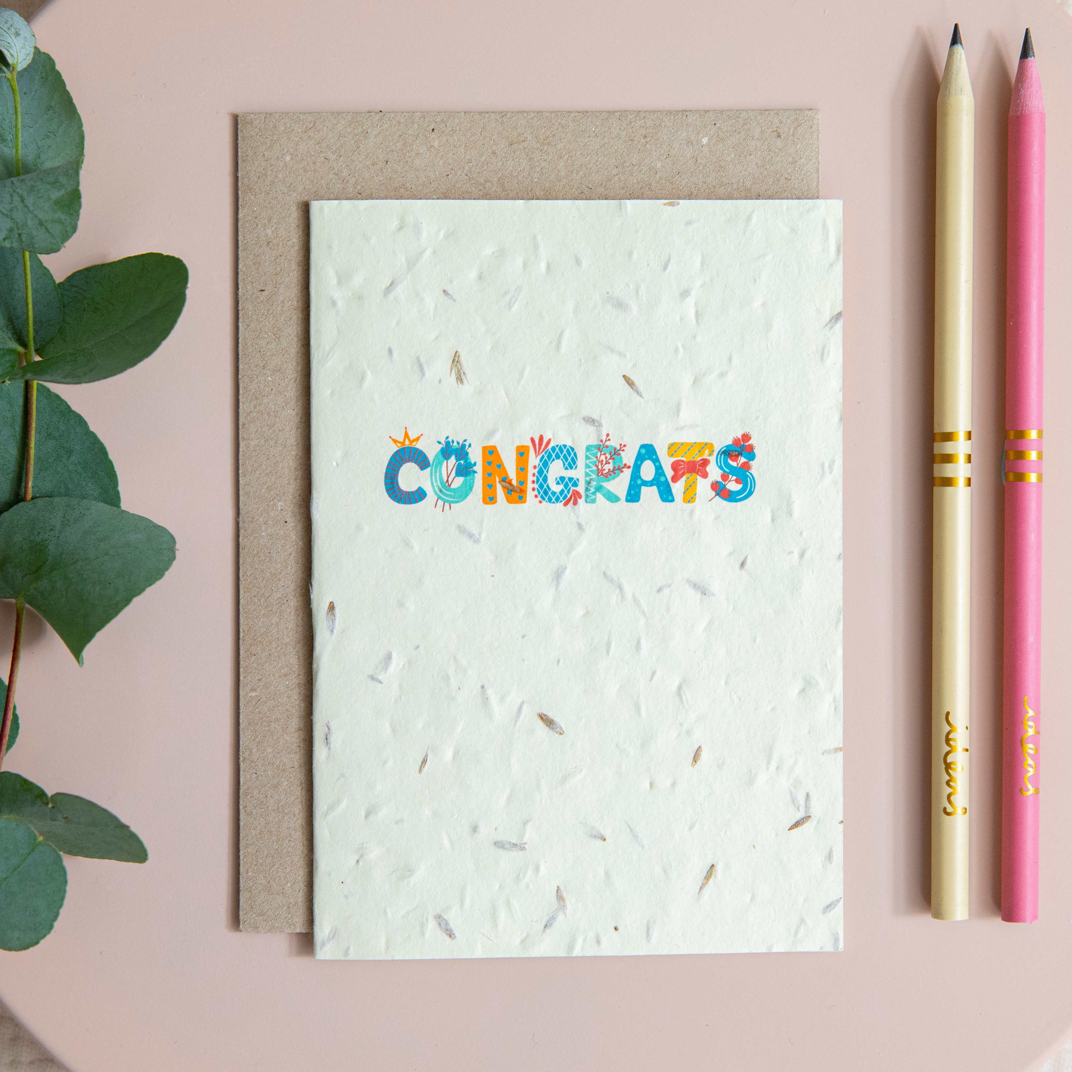 Congratulations Recycled Plantable Seed Greetings Card