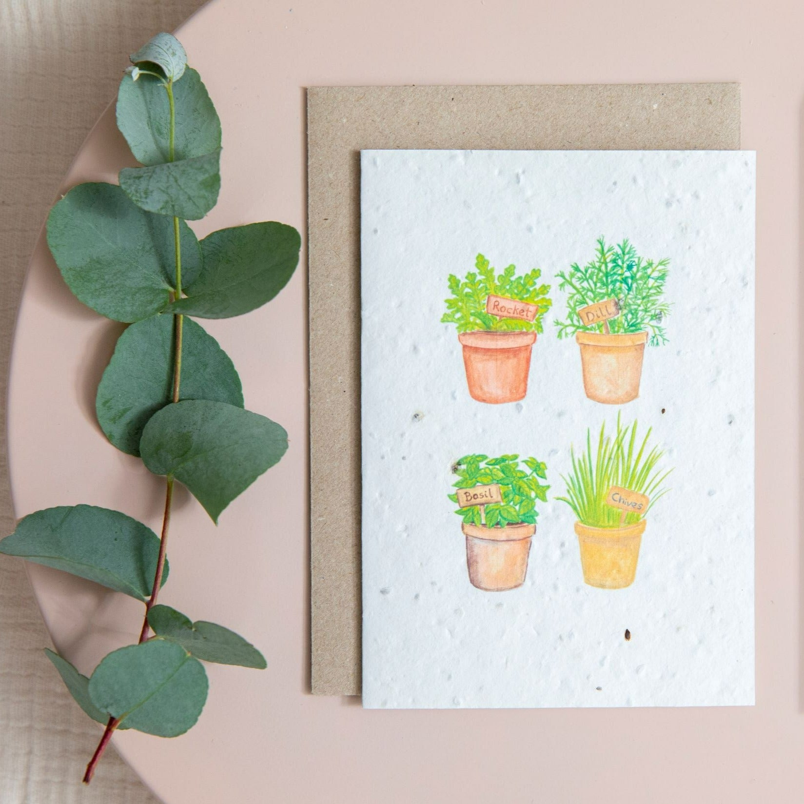 4 Herb Pots Recycled Plantable Seed Greetings Card