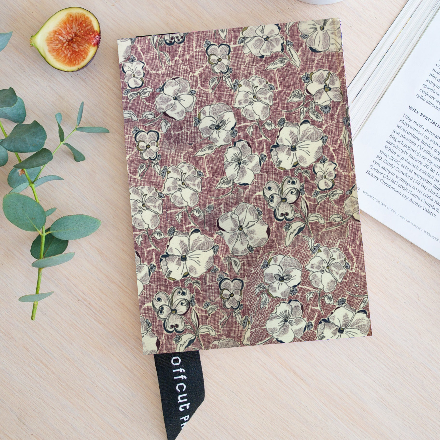 Premium Recycled Donated Fabric Sketchy Floral Print A5 Notebook