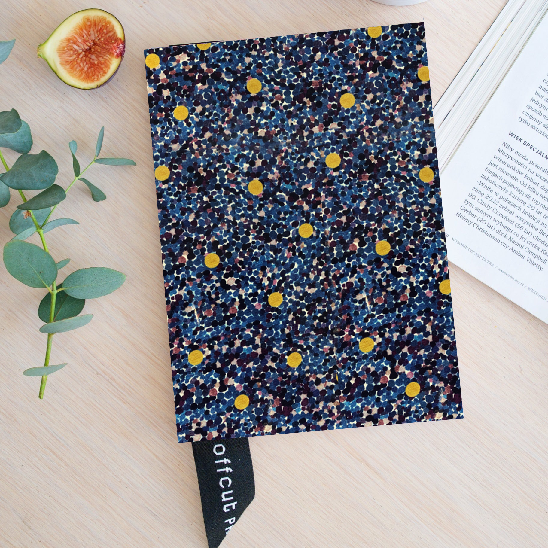 Premium Recycled Donated Fabric Yellow Spot Print A5 Notebook