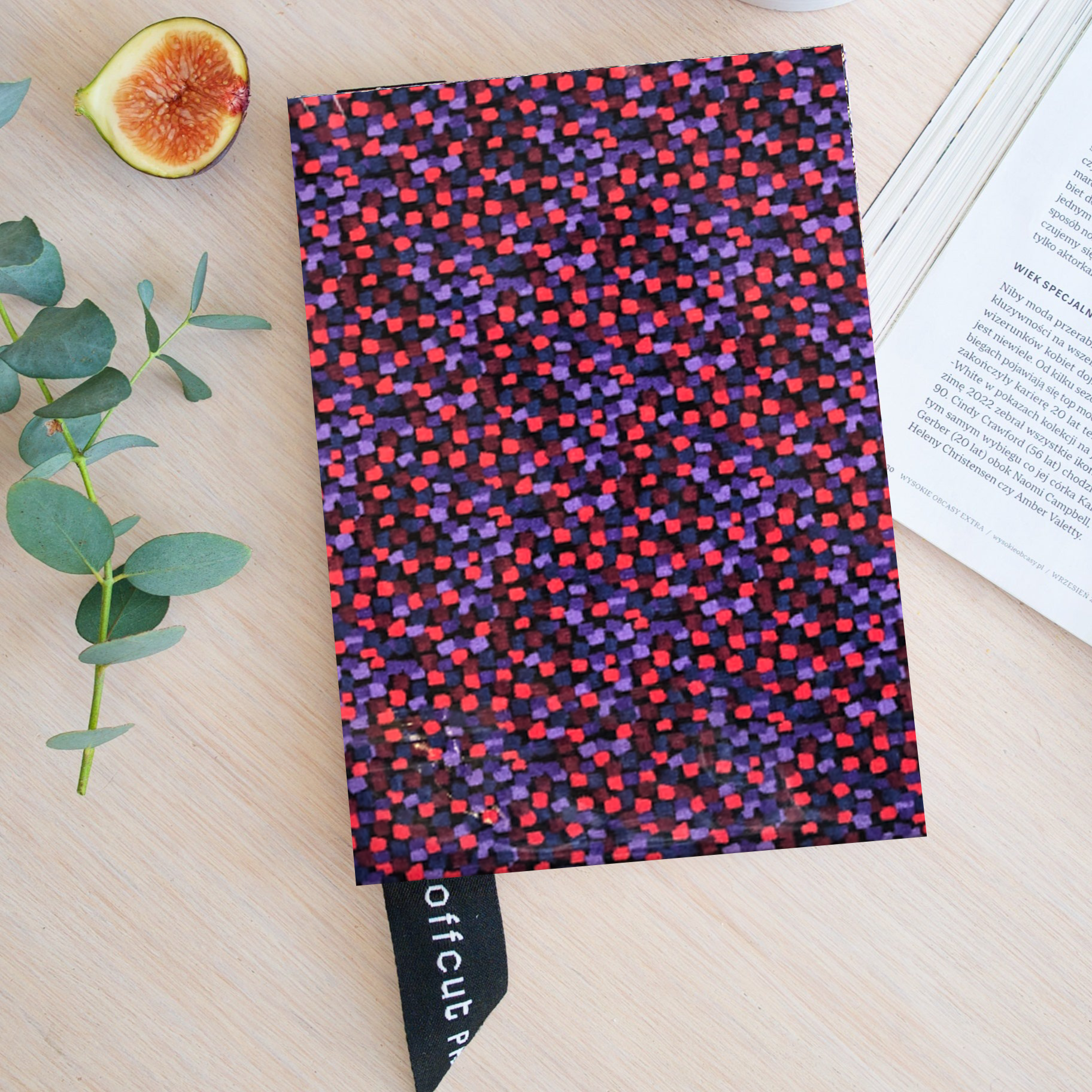 Premium Recycled Donated Fabric Purple Digital Spot Print A5 Notebook