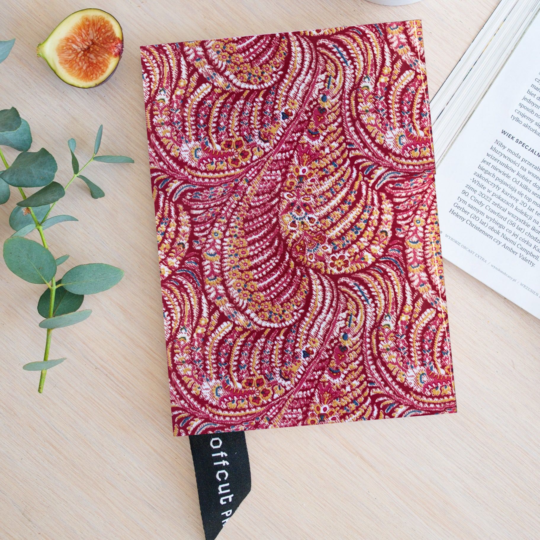 Premium Recycled Donated Fabric Embroidered Paisley Print A5 Notebook