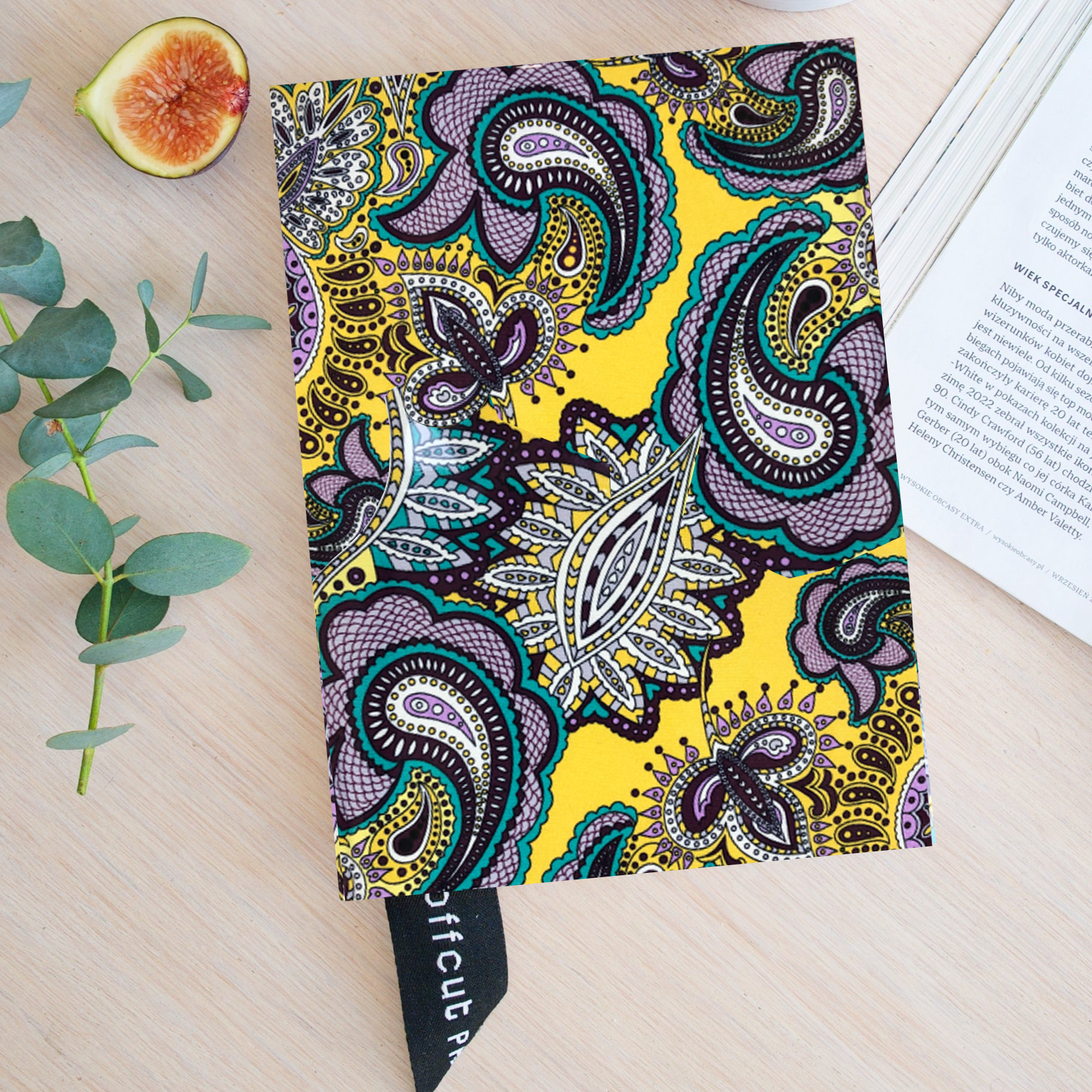 Premium Recycled Donated Fabric Large Paisley Print A5 Notebook