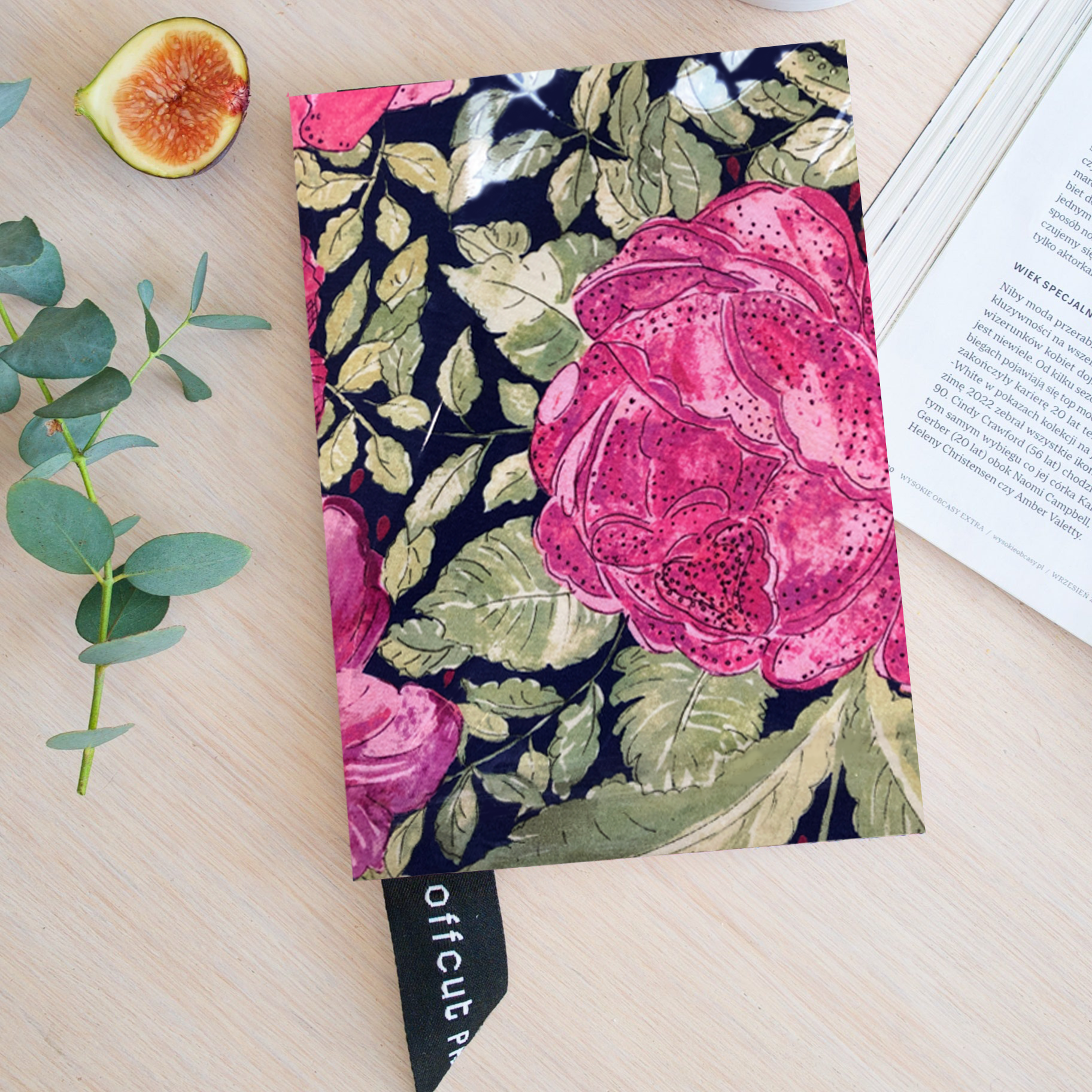 Premium Recycled Donated Fabric Rose Print A5 Notebook
